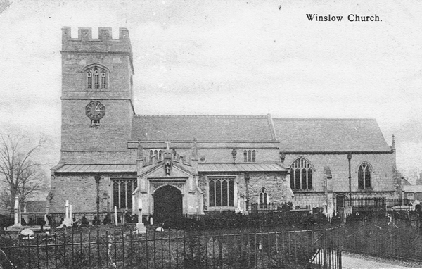 Church and churchyard fence from the south